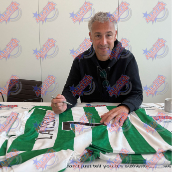 Легенди фланелка с рамка 1988 Larsson Centenary Retro Signed Shirt (Framed)