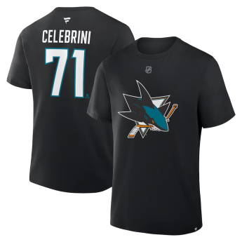San Jose Sharks мъжка тениска Macklin Celebrini #71 Authentic Stack Name and Number black