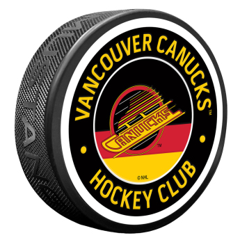 Vancouver Canucks шайба Red Vintage Striped Textured