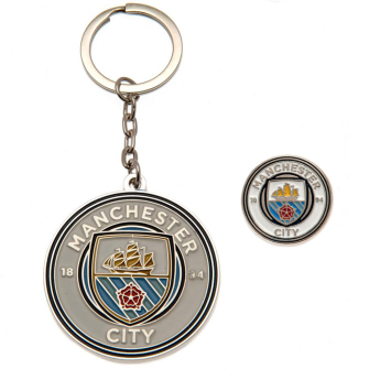 Manchester City ключодържател и значка design set