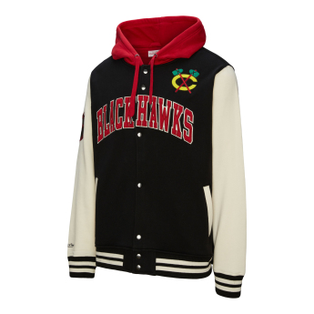 Chicago Blackhawks мъжки суитшърт с качулка Courtside Fleece Button Front Vintage Logo