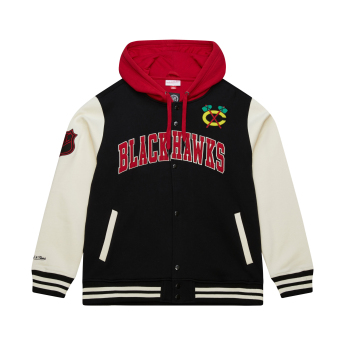 Chicago Blackhawks мъжки суитшърт с качулка Courtside Fleece Button Front Vintage Logo