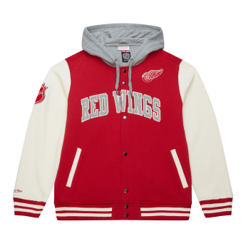 Detroit Red Wings мъжки суитшърт с качулка Courtside Fleece Button Front Vintage Logo