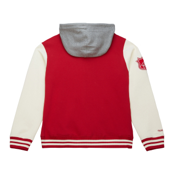 Detroit Red Wings мъжки суитшърт с качулка Courtside Fleece Button Front Vintage Logo