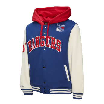 New York Rangers мъжки суитшърт с качулка Courtside Fleece Button Front Vintage Logo