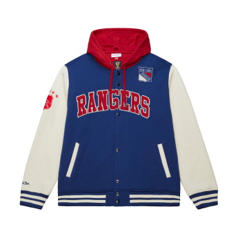 New York Rangers мъжки суитшърт с качулка Courtside Fleece Button Front Vintage Logo