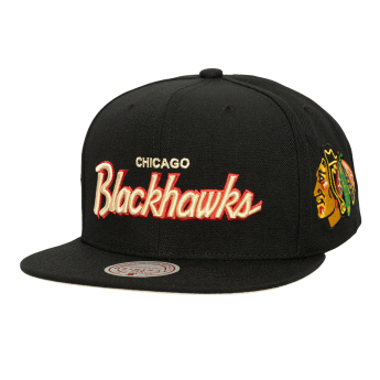 Chicago Blackhawks шапка с козирка flat Cream Script Snapback black