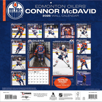 Edmonton Oilers календар Connor McDavid #97 2026 Wall