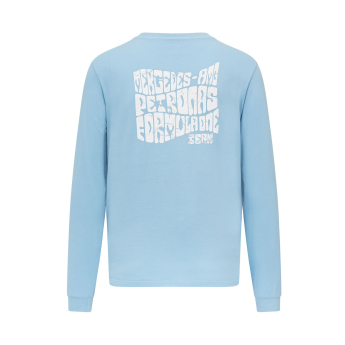 Mercedes AMG Petronas мъжка тениска с дълъг ръкав LS Retro Blue F1 Team 2023