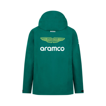 Aston Martin мъжко яке с качулка Rain green F1 Team 2024