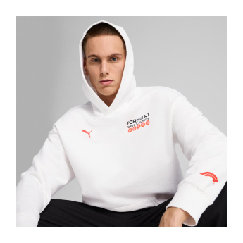 Formula 1 мъжки суитшърт с качулка DTS Relaxed white F1 Team 2025