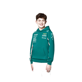 Aston Martin детски суитшърт с качулка official Teamline Replica green F1 Team 2025
