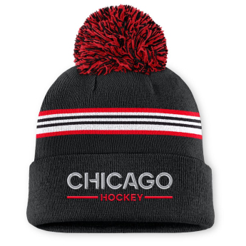 Chicago Blackhawks дамски зимни шапки Authentic Pro W/Cap Cuffed Pom Beanie