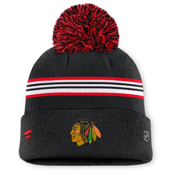 Chicago Blackhawks дамски зимни шапки Authentic Pro W/Cap Cuffed Pom Beanie