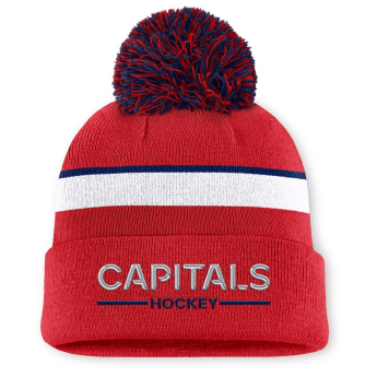 Washington Capitals дамски зимни шапки Authentic Pro W/Cap Cuffed Pom Beanie