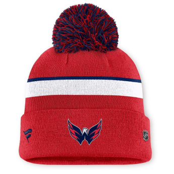 Washington Capitals дамски зимни шапки Authentic Pro W/Cap Cuffed Pom Beanie