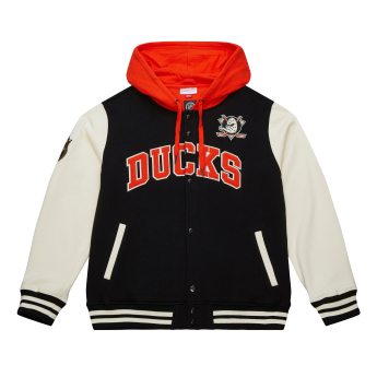 Anaheim Ducks мъжки суитшърт с качулка Courtside Fleece Button Front Current Logo