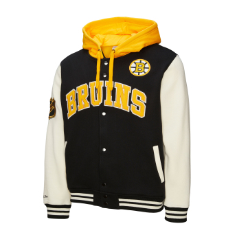 Boston Bruins мъжки суитшърт с качулка Courtside Fleece Button Front Current Logo