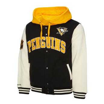 Pittsburgh Penguins мъжки суитшърт с качулка Courtside Fleece Button Front Current Logo