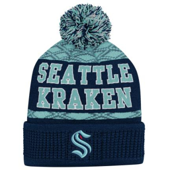 Seattle Kraken детска зимна шапка Puck Pattern Cuffed Pom