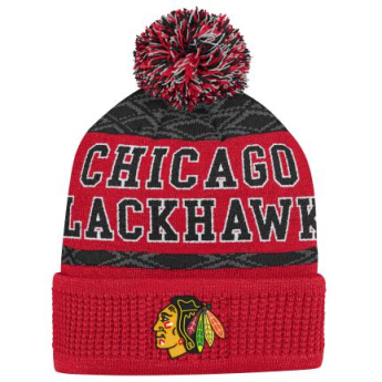 Chicago Blackhawks детска зимна шапка Puck Pattern Cuffed Pom