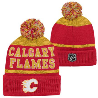 Calgary Flames детска зимна шапка Puck Pattern Cuffed Pom