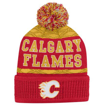 Calgary Flames детска зимна шапка Puck Pattern Cuffed Pom