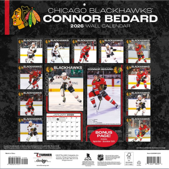 Chicago Blackhawks календар Connor Bedard 2026 Wall