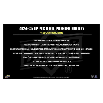 NHL кутии хокей карти NHL 2024-25 Upper Deck Premier Hockey Hobby Box