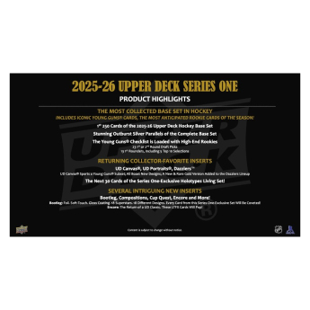 NHL кутии хокей карти NHL 2025-26 Upper Deck Series 1 Blaster Box