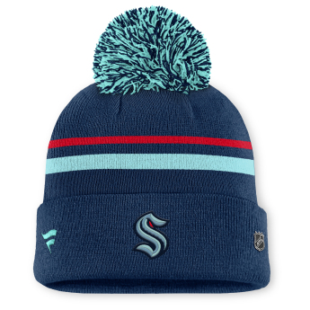Seattle Kraken дамски зимни шапки Authentic Pro W/Cap Cuffed Pom Beanie