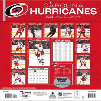Carolina Hurricanes календар 2026 Wall