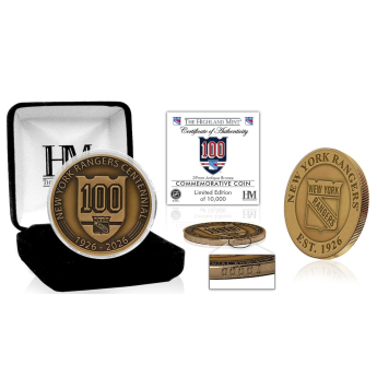 New York Rangers колекционерска монета 100th Anniversary Antique Bronze Coin