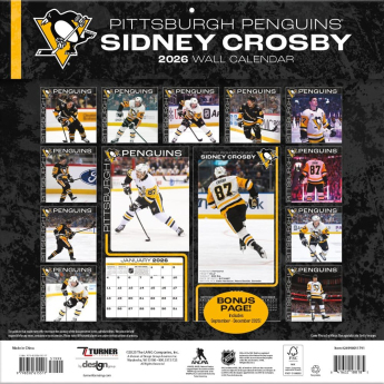 Pittsburgh Penguins календар #87 Sidney Crosby 2026 Wall