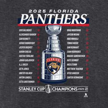 Florida Panthers мъжка тениска 025 Stanley Cup Champions Give & Go Roster Heather Charcoal