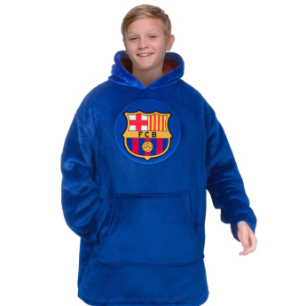 FC Barcelona детски суитшърт с качулка oversize blanket blue