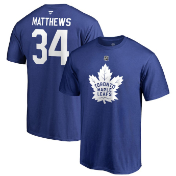 Toronto Maple Leafs мъжка тениска Auston Matthews #34 Stack Logo Name & Number blue