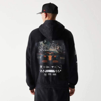 McLaren Honda мъжки суитшърт с качулка zip GRPHC washed black F1 Team 2026
