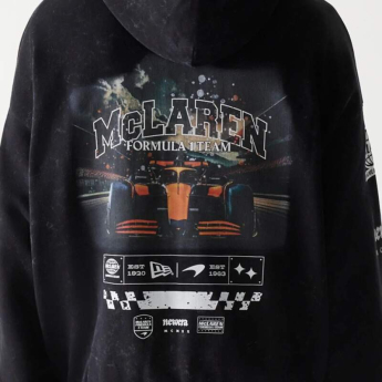 McLaren Honda мъжки суитшърт с качулка zip GRPHC washed black F1 Team 2026