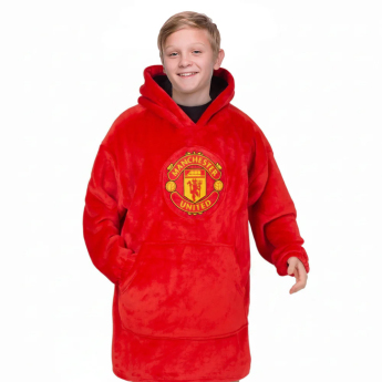 Manchester United детски суитшърт с качулка oversize blanket red