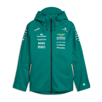 Aston Martin мъжко яке с качулка Rain green official Teamline Replica F1 Team 2026