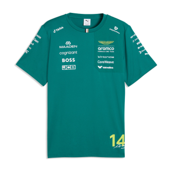 Aston Martin мъжка тениска Fernando Alonso #14 green official Teamline Replica F1 Team 2026