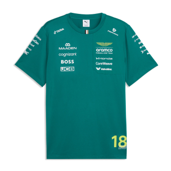 Aston Martin мъжка тениска Lance Stroll #18 green official Teamline Replica F1 Team 2026