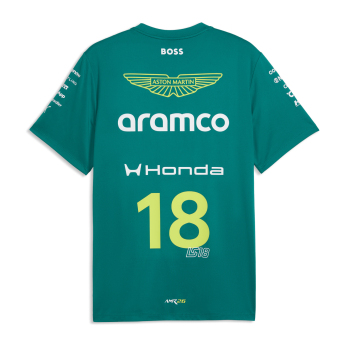Aston Martin мъжка тениска Lance Stroll #18 green official Teamline Replica F1 Team 2026