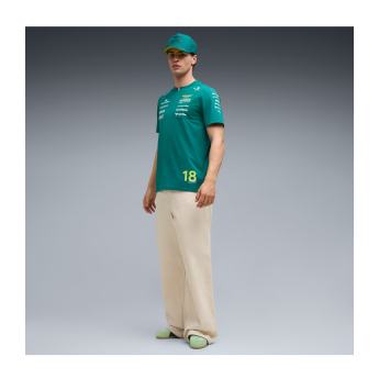 Aston Martin мъжка тениска Lance Stroll #18 green official Teamline Replica F1 Team 2026