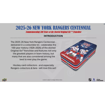 NHL кутии хокей карти NHL 2025-26 Upper Deck New York Rangers NHL Centennial Hobby Box