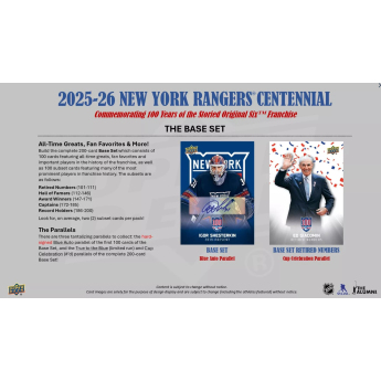 NHL кутии хокей карти NHL 2025-26 Upper Deck New York Rangers NHL Centennial Hobby Box