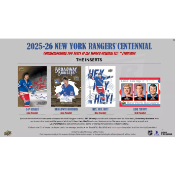 NHL кутии хокей карти NHL 2025-26 Upper Deck New York Rangers NHL Centennial Hobby Box