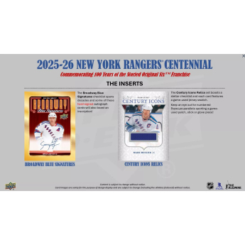 NHL кутии хокей карти NHL 2025-26 Upper Deck New York Rangers NHL Centennial Hobby Box