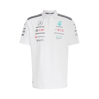 Mercedes AMG Petronas мъжка поло тениска white official Teamline Replica F1 Team 2025